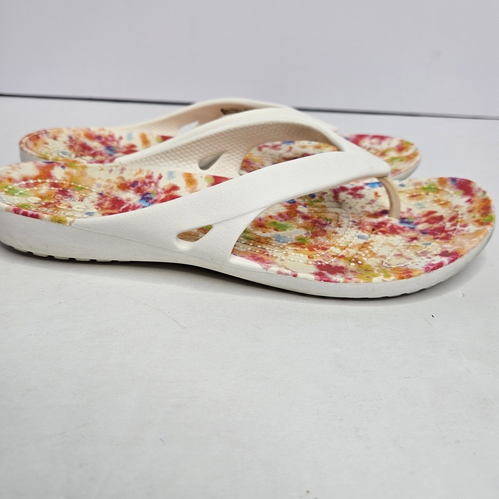 Crocs Iconic Comfort Women's Size W8 Flip Flop Sandal White Tie Dye